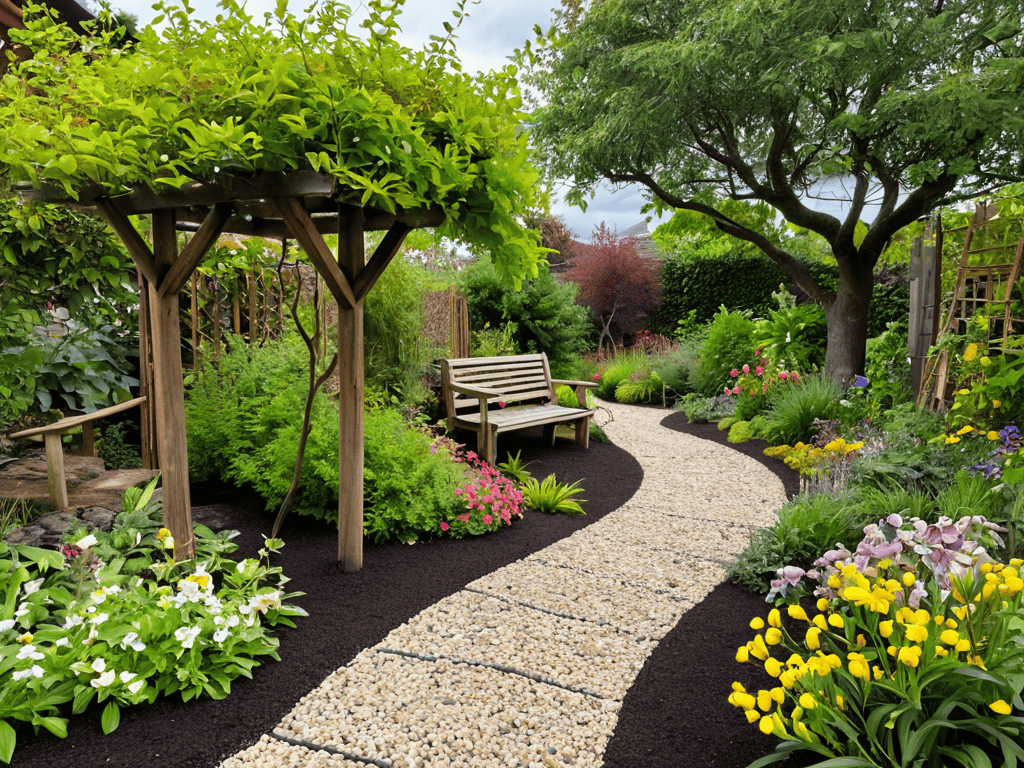 DIY garden path with pebbles